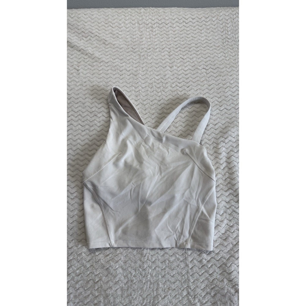 Lululemon Asymmetric Yoga Tank Top White Nulu One Shoulder Size 4 LW1EI5S